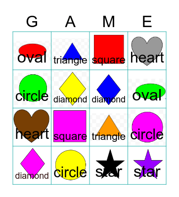 COLORS AND SHAPES Bingo Card