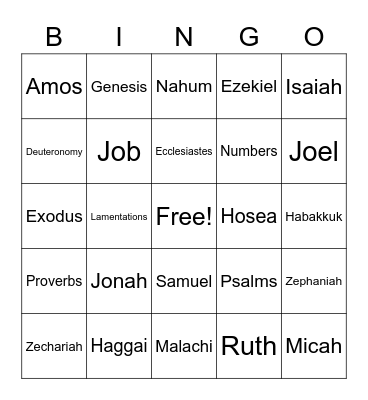 Bible Bingo Card