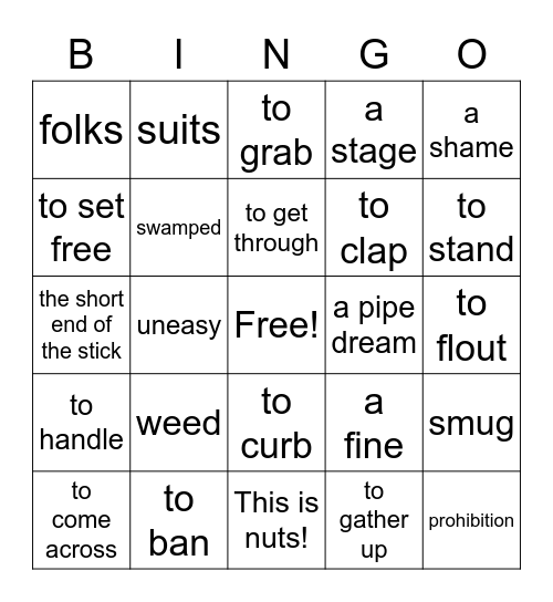 Int January 2021 Bingo Card