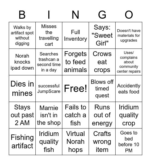 Stardew Valley (MiniPopsicles) Bingo Card