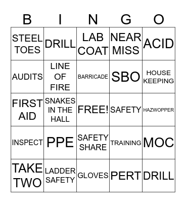 R&D SAFETY BINGO Card