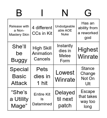 Tiamat Bingo Board Bingo Card