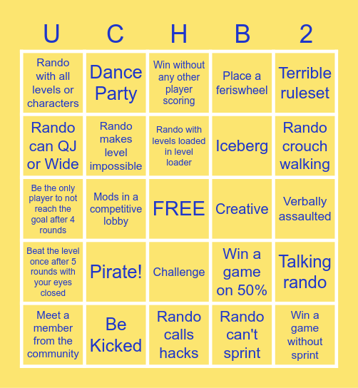 Ultimate Chicken Horse Rando Bingo 2.0 Bingo Card