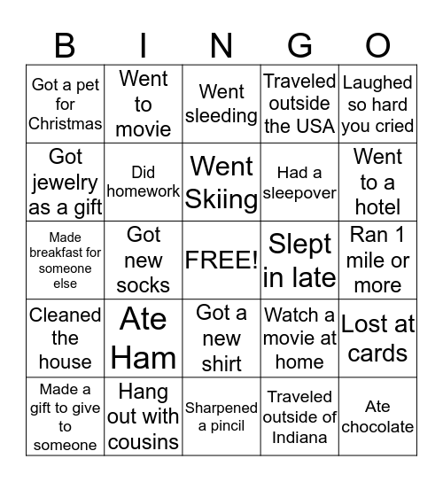 What you been doing the last 2 weeks  Bingo Card