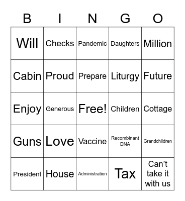 Family Bingo Card