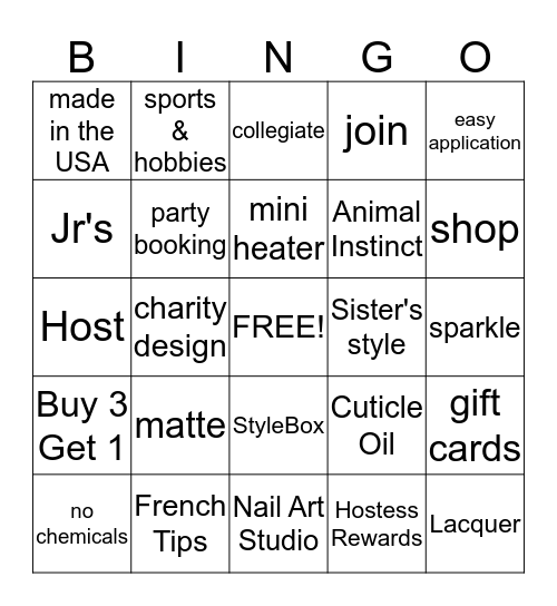 Jamberry Bingo Card