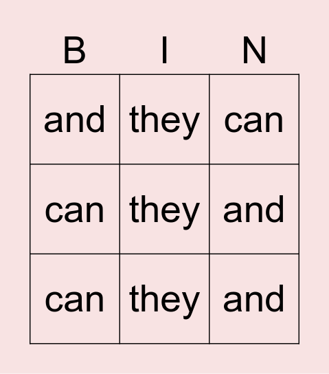 SIGHT WORDS EDITION 1 Bingo Card