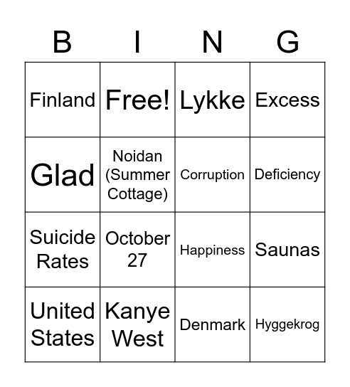Why Finland And Denmark Are Happier Than The U.S. Bingo Card