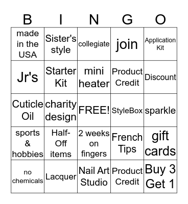 Jamberry Bingo Card