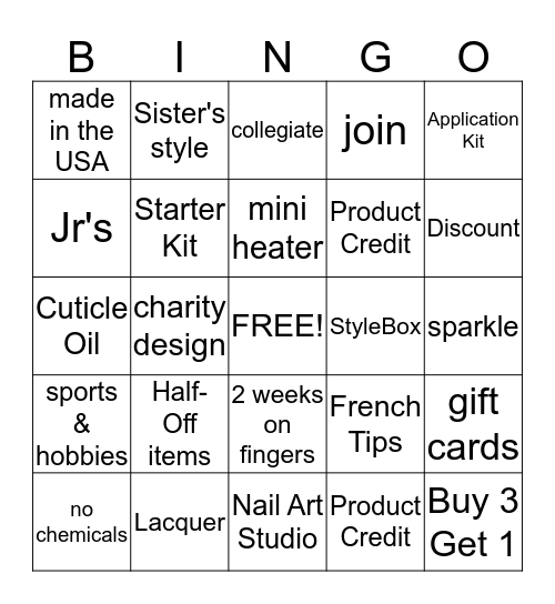 Jamberry Bingo Card