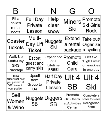 Product Sales Bingo Card