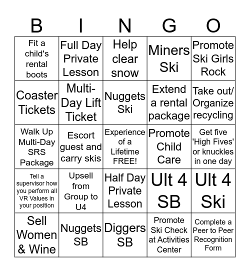 Product Sales Bingo Card