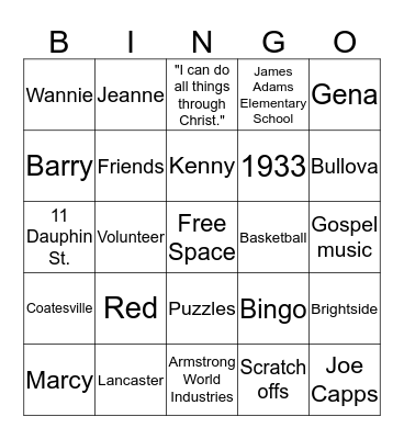 Happy 82nd Birthday Evelyn!! We love you!! Bingo Card