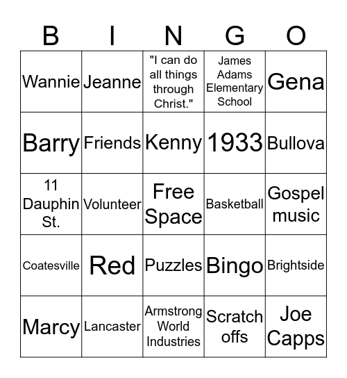 Happy 82nd Birthday Evelyn!! We love you!! Bingo Card