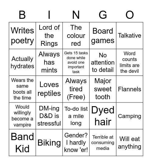 Eli Bingo Card