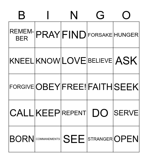 How can I know my Heavenly Father better? Bingo Card