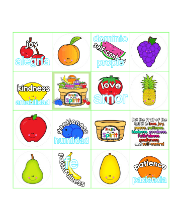 Fruit of the Spirit Bingo Card