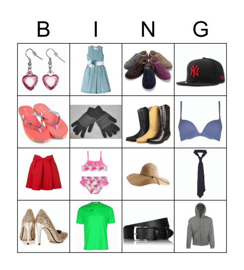 ropa Bingo Card