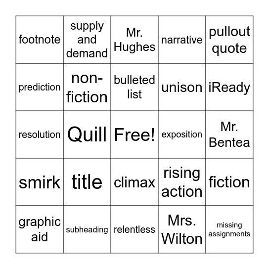 Fremont BINGO! Bingo Card