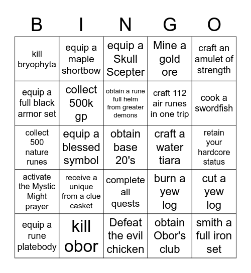 OSRS Bingo Card