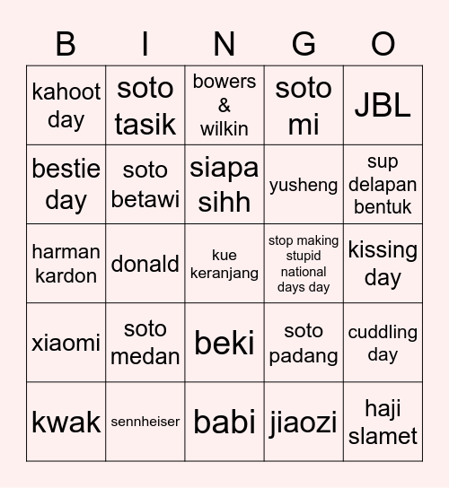 keren Bingo Card