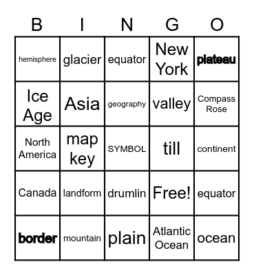 Landform Vocab. + Geography Skills Review Bingo Card