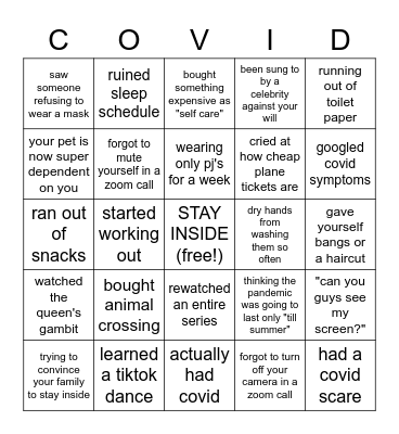 we're in a panorama Bingo Card