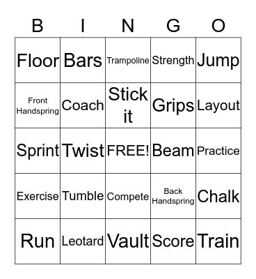 Gymnastics Bingo Card