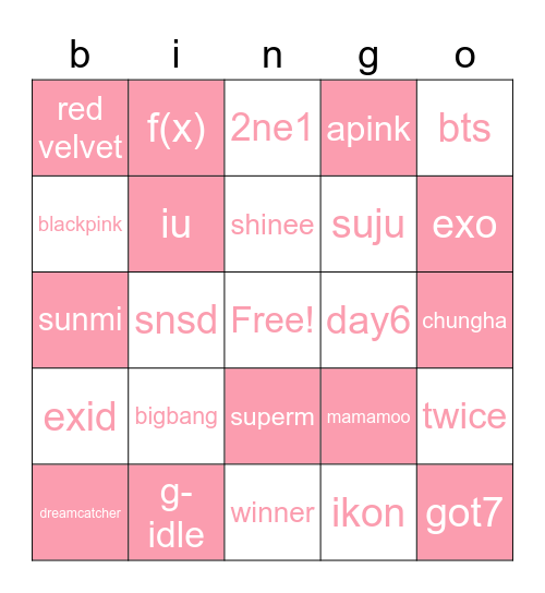 kpop card <3 Bingo Card