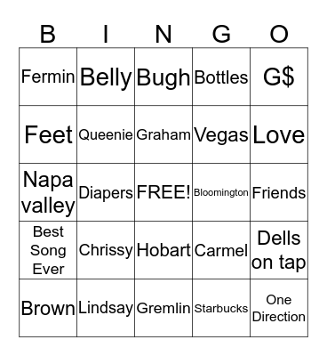 Baby Graham Bingo Card