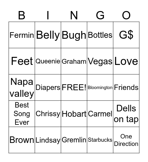 Baby Graham Bingo Card