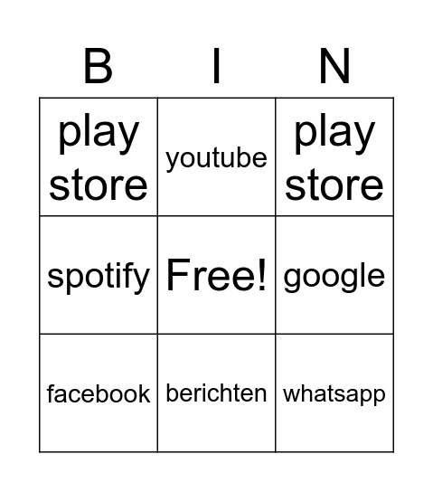alle apps Bingo Card