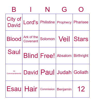 Bible Story Review Bingo Card