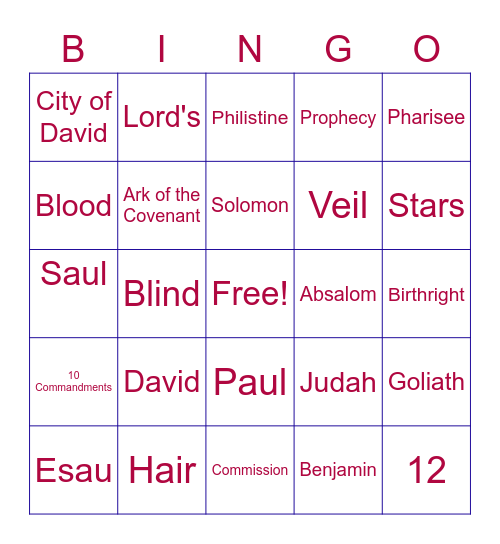 Bible Story Review Bingo Card