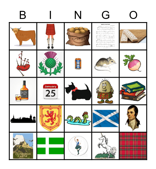 Burns Night Bingo Card