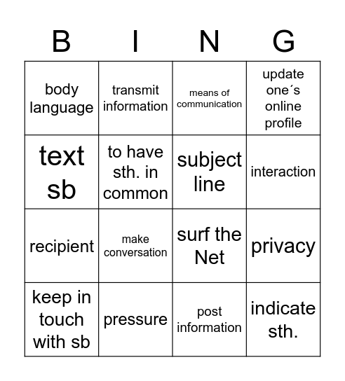 Media and Communication Bingo Card