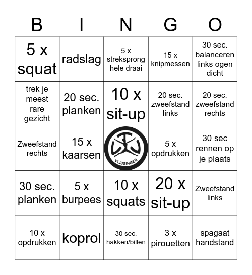 VTV Springgroep bingo30 Bingo Card