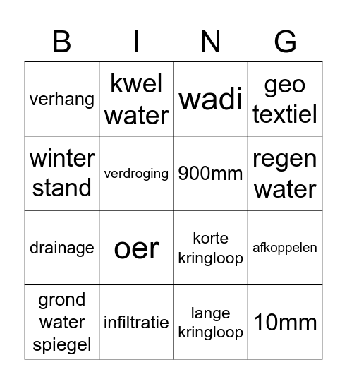 water Bingo Card
