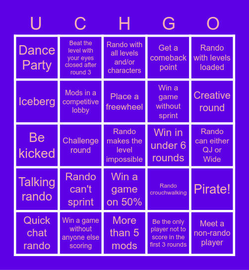 Ultimate Chicken Horse Rando Bingo Card