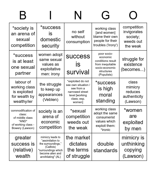 Critical thinking: Maggie: A Girl of the Streets Bingo Card