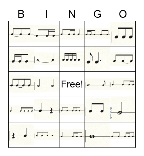 Rhythm Bingo Card