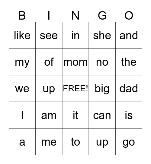 Word Wall Bingo - 1 Bingo Card