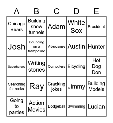 BOYS RULE Bingo Card