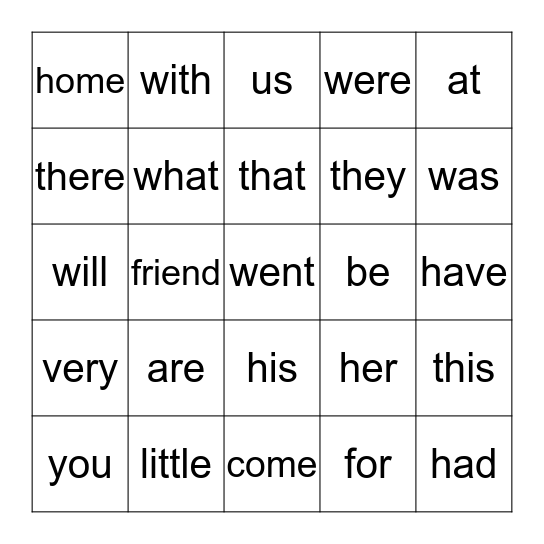 Word Wall Bingo - 2 Bingo Card