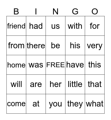 Word Wall Bingo - 2 Bingo Card