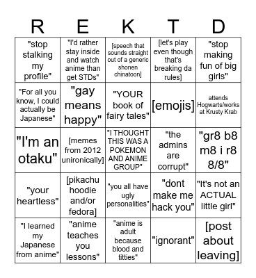 PLUS Randoms Bingo Card