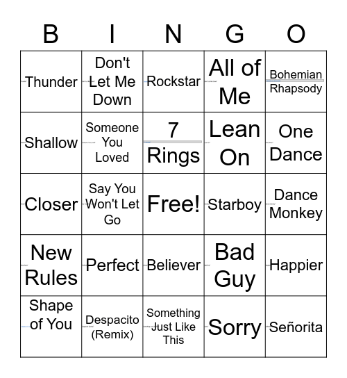 Musikk Bingo Card
