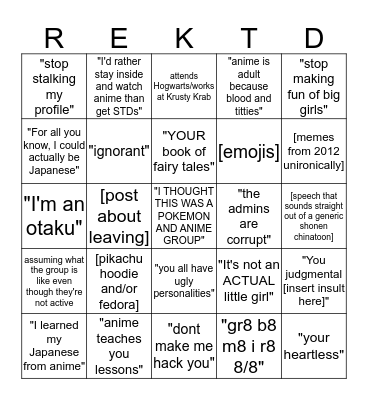 PLUS Randoms Bingo Card