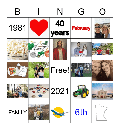 Happy 40th Anniversary!!! Bingo Card