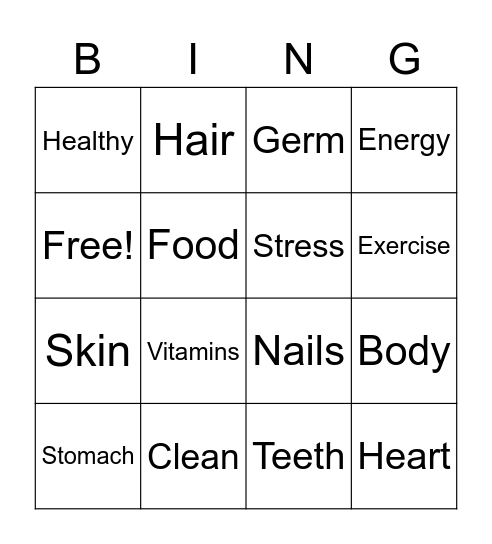 Healthy Hygiene, Healthy Me Bingo Card